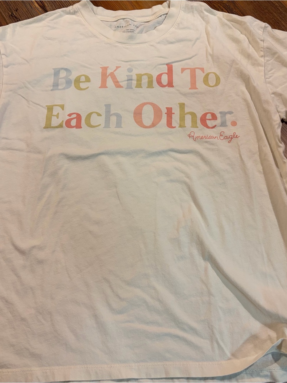 American Eagle Outfitters Kids "Be Kind To Each Other" Cream Graphic Tee